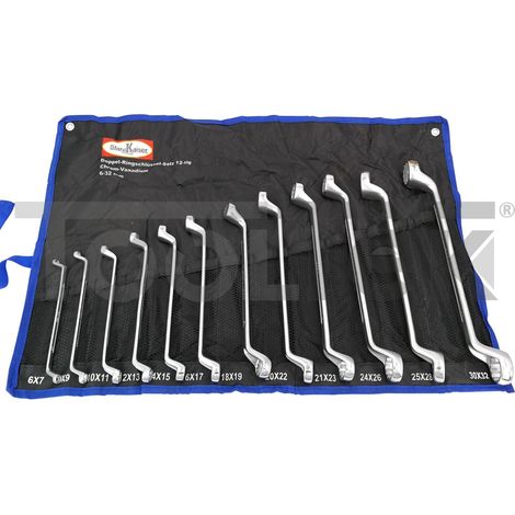 SET DI CHIAVI A DOPPIO ANELLO 75° A GOMITO 6-32mm 12pz