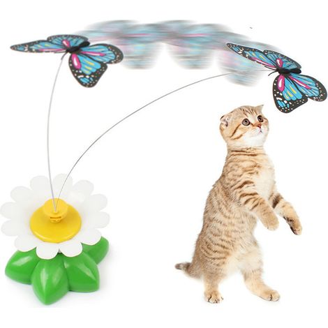 1 Stück Chat Teaser Jouet Électrique Oiseau Autour Des Fleurs Pet