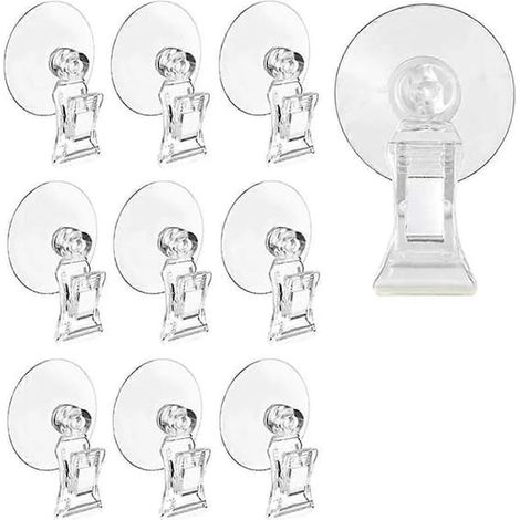 Filiyano-Lot de 10 ventouses transparentes pour fixation sur vitre de salle de bain ou panneau publicitaire. (1/5)