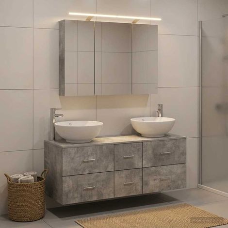 vidaXL Bathroom Furniture Set 4 pcs Concrete Grey (1/5)