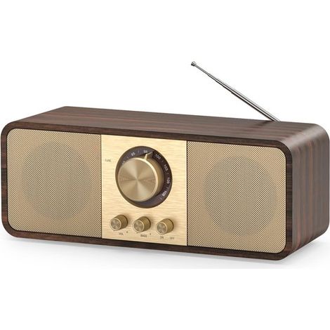 Radio nostalgica, radio retrò con Bluetooth e scheda TF, batteria da 3000 mAh, 2 woofer da 8 watt, porta AUX/USB, per cucina, camera da letto e ufficio. (1/5)