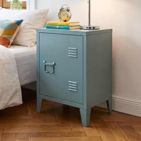 Nachtschrank Inari Türgriff links Stahl Graublau [en.casa] (1/5)