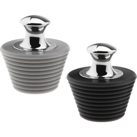 Lot de 2 Bouchons de vidange pour Baignoire, Salle de Bain, Baignoire, Gel de silice en Acier Inoxydable 304, Noir et Gris, Gamme de 45 à 29 mm, Accessoires de Salle de Bain (1/5)
