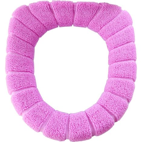Housse de Siège de Toilette Douce et Chaude – Tapis de WC Lavable et Réutilisable – Protection de Lunette Confortable pour Hiver – Accessoire de Bain Universel (Violet) (1/4)