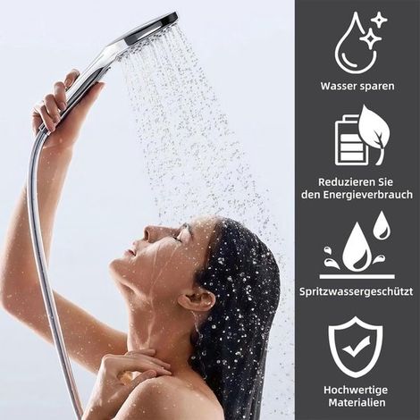 Durchflussbegrenzer für Duschkopf – Wassersparender Duschkopf – Reduziert den Wasserverbrauch – 7 Durchflussstufen – 1/2 Zoll – Silber (1/4)