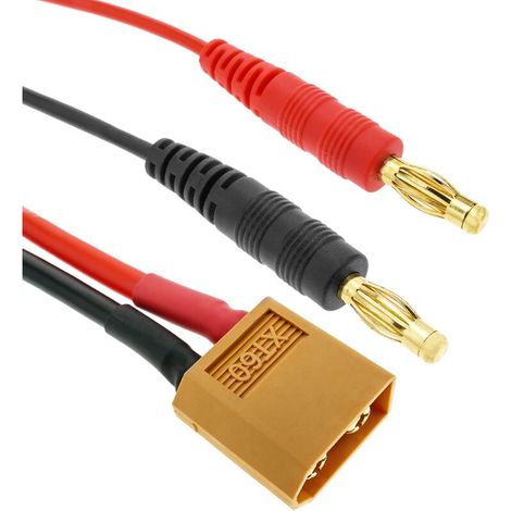 Câble XT60 mâle vers HXT Banane 4.0mm mâle 30cm 14AWG Charge et alimentation (1/5)