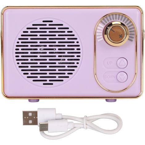 Haut-parleur Bluetooth Vintage 5.0 Mini, Lecteur MP3 avec Carte Mémoire, USB/AUX Rechargeable pour Camping, Cadeau Fête - Violet (1/5)