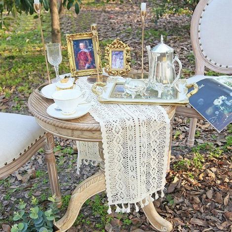 Chemin De Table - Macramé - Beige - 24 x 180 cm - Pour Décoration De Table À Manger - Mariage Bohème - 1 Pièce (1/5)