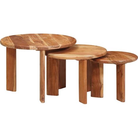 Nesting-Couchtische 3 pcs Braun Massivholz Akazie