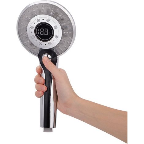 Cabezal de ducha LED, cabezal de ducha LED, 3 colores, ducha de mano con pantalla digital de temperatura, ahorro de agua, ducha, 3 modos (1/5)