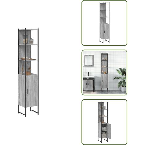 Armario de baño espacioso - vidaXL Armario de baño madera de ingeniería gris Sonoma 33x33x185,5 cm - Armario de baño para cuarto de baño