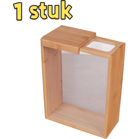 ZHIJIA PREMIUM Boîte de rangement pour céréales en bambou et bois massif, distributeur alimentaire pour riz, 17,2 x 7,8 x 22,3 cm, bois naturel (1/5)
