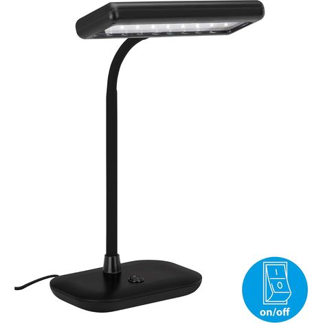 Lampe de Table à LED, Lampe à Lumière du jour, 6.500 Kelvin, 800 Lumen, 7, 5 Watt, Interrupteur à Bascule, Orientable et Pivotant, Noir, 440x230x120mm (Hxlxb) (1/5)