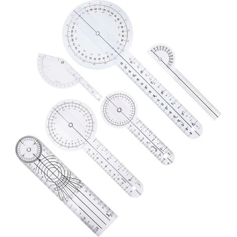 Kit de 6 goniomètres à doigt, règle d'angle en plastique 360 degrés (1/5)