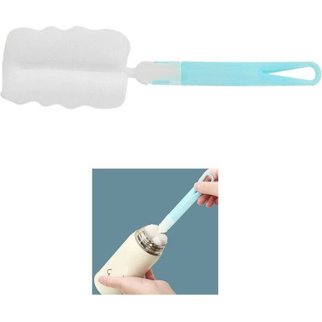 BelleRise - Brosse nettoyage bouteille – Manche 21 cm – Tête éponge amovible – Pour biberon, thermos et verres – Style nordique (1/5)