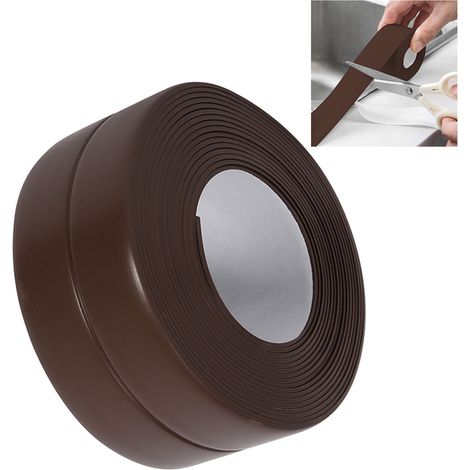 [Seal Stick] Selbstklebende Badewannen- und Wandleiste für Waschbeckenkanten, Küchen, PVC, Braun (Nr. 4, 38 mm x 3,2 m) (1/5)