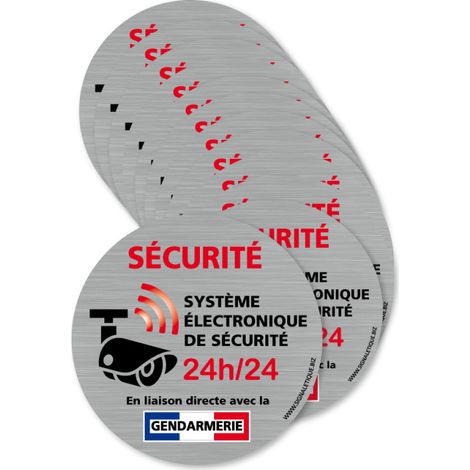 Signaletique.Biz France – Lot de 12 autocollants dissuasifs sécurité – Système électronique avec liaison Gendarmerie – Diamètre 75 mm – Pour dissuasion efficace (1/5)
