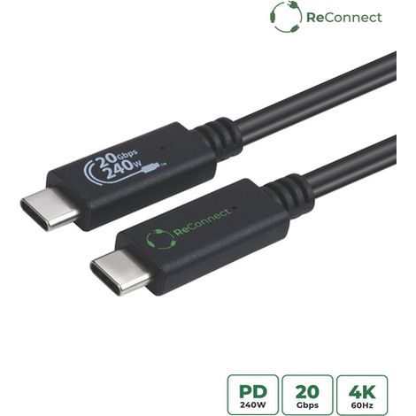 USB-C 3.2 Gen 2x2 Kabel 0,5 m ECO USB C Schwarz (1/5)