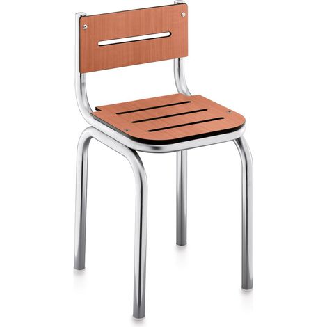 BELTRAN 2706 ASIDEROS Banqueta Con Respaldo Acero Inox Asiento Cerezo - ref: 064-2706