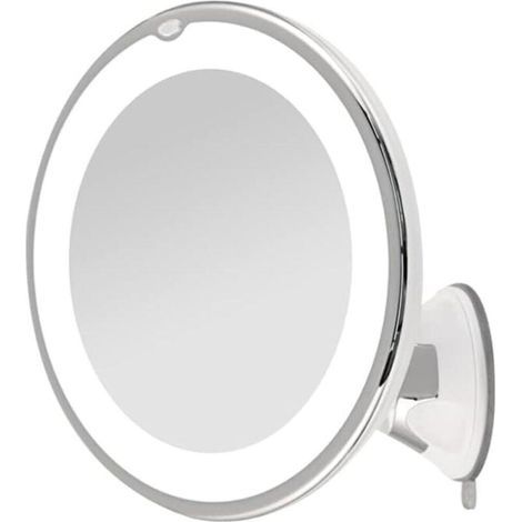Miroir de rasage grossissant 10x avec lumière, LED et support à ventouse verrouillable Rotation à 360° (1/5)