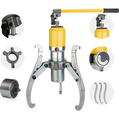 Extracteur hydraulique, capacité de 20 tonnes, poignée rotative à 360°, jaune