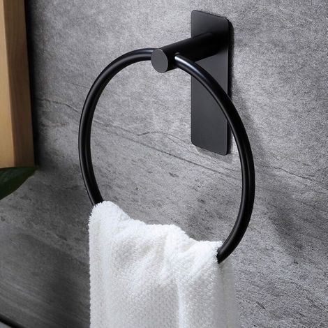 Handtuchring Selbstklebend Handtuchring Ohne Bohren Handtuchhalter für Bad und Küche, Schwarz