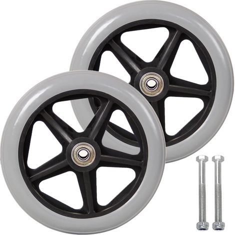 Beijiyi – Roues de remplacement 7 pouces pour fauteuil roulant – Pneu solide antidérapant – Capacité 120 kg – Lot de 2 – Compatible véhicules médicaux