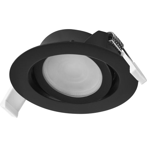 Spot Set Spot LED encastrable, 4,9 W, 190 lm, 2 700 K, Ø 90 mm, 120 °, noir, pivotant, lot de 3