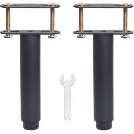 Universelles Bettbein für Lattenroste ohne Querstreben, Höhe: 15 cm (+12,5 cm), verstellbar, schwarz, metallisch, rund, 3,8 cm Durchmesser, 2 Stück (1/5)
