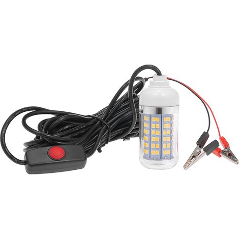 La pêche sous-marine 12V 15W attire la lumière lampe LED système de recherche de poisson avec cordon d'alimentation de 30 pieds et pince de batterie (1/5)