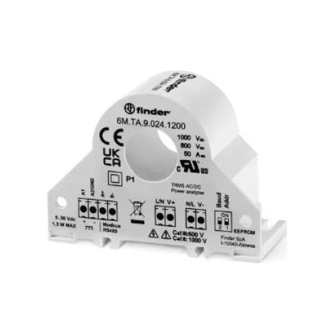 Analizador de redes monofásico finder 50a-800vac / 1000v dc - 6mta90241200