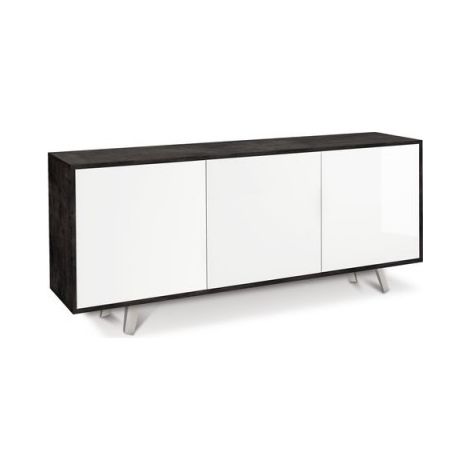 Sideboard mit drei Türen Schwarz Hochglanz Weiß 177x41x H74 cm
