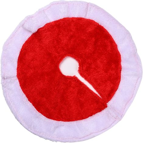 Ej.Life (1 Packung) Flauschiger Mini-Baumrock mit roten und weißen Rändern, rot-weiß umrandeter Baumrock, Weihnachts- und Feiertagsatmosphäre, Dekoration, 38 x 38 cm, Stoff (1/5)