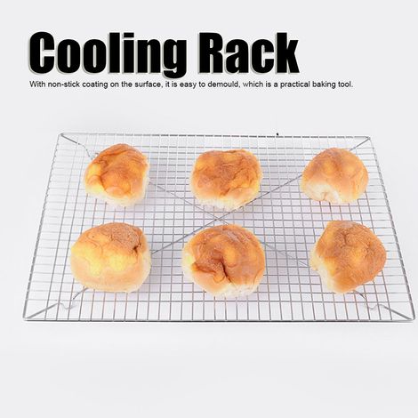 Grille de refroidissement antiadhésive en acier inoxydable pour gâteaux, pains et biscuits - Ustensiles de cuisine 46 x 33 x 2,8 cm (1/5)