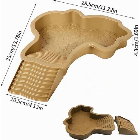 Abreuvoir Tortue Terrestre, Plat d'eau Bassin pour Tortue avec Rampe, Bol d'eau pour Reptiles avec Échelle, Mangeoire Tortues Terrestre, pour Tortues, LéZards Et Gecko (Brown) (1/2)