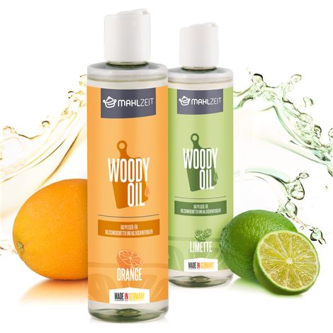 Mahlzeit WOODY OIL Cura del legno, olio per taglieri e utensili da cucina in legno, 2x 250 m