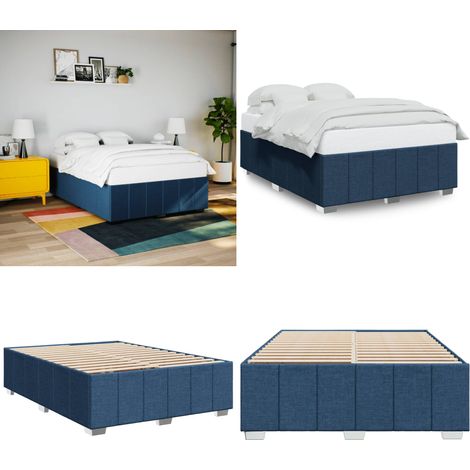 vidaXL Cadre de lit sans matelas bleu 160x200 cm tissu (1/5)
