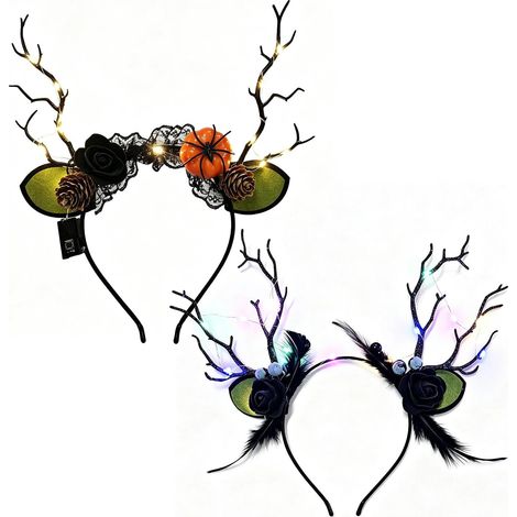 2 Pièces Serre Tete Cerf Halloween Serre Tete Femme Lumières LED Halloween - MMCD-ZGL-05229 (1/5)