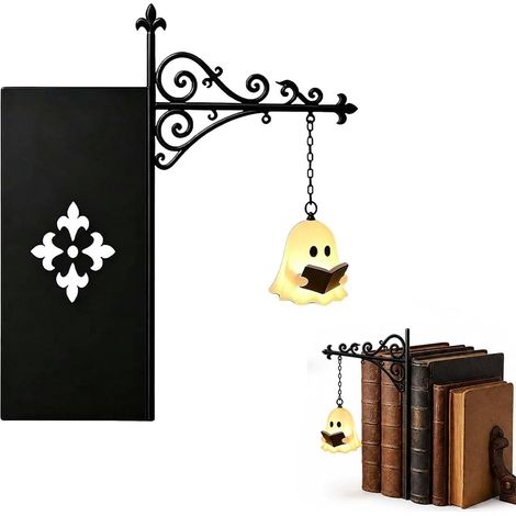 Lanterna decorativa da biblioteca per illuminare la libreria, lanterna vintage in legno per biblioteca, lampada da scrivania rustica, lanterne decorative per libreria e ufficio (Piccolo Fantasma) (1/5)
