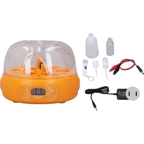 Couveuse automatique 15W 6 œufs numérique mini avec tourne-œufs pour poulets canards cailles 100-240V jaune prise US (1/5)
