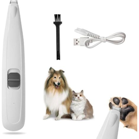 (Couleur:Blanc)Tondeuse à poils de pattes de chien,rechargeable par USB,40 dB à faible bruit,avec LED,pour pattes,yeux,oreilles,visage (blanc) (1/5)