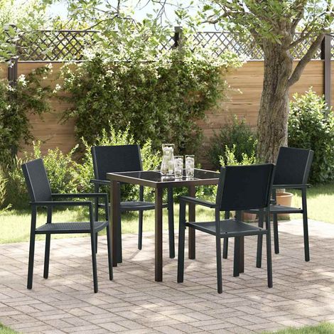 Garten Essgruppe 5 pcs Schwarz Pulverbeschichteter Stahl (1/5)