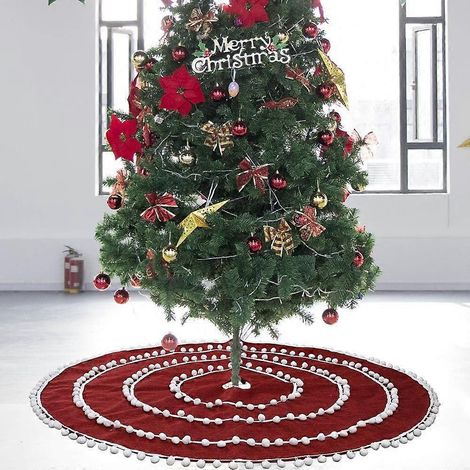 Roter Plüsch-Weihnachtsbaumrock für Weihnachts- oder Weihnachtsfeierdekoration – 122 cm (1/5)