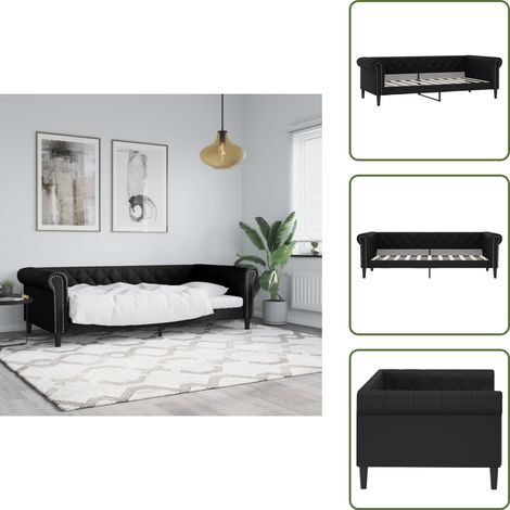 Sofá cama moderno - vidaXL Sofá cama sin colchón cuero sintético negro 90x190 cm - Sofá cama para invitados