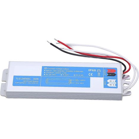Wasserdichtes LED-Netzteil, Treiber-Konverter, 180–264 V AC Eingang, konstante Spannung 60 W, Ausgang DC 24 V, 2,5 A