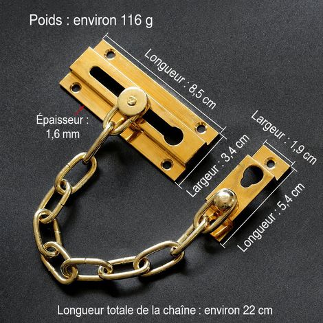 Chaîne de sécurité T1307 en laiton, finition brillante, 8,5 × 3,4 × 1,2 cm, 116 g, 1,307 kg – Livraison gratuite