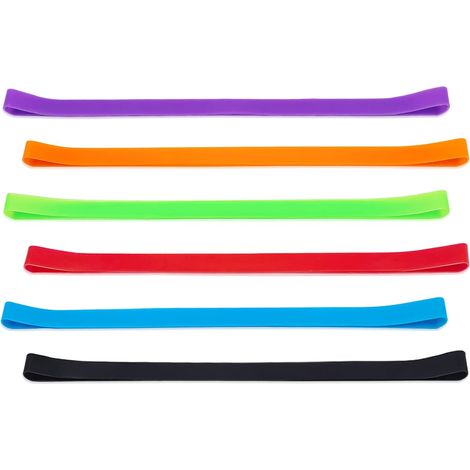 Set mit 6 farbenfrohen Silikonbändern für Strandtücher, windbeständige elastische Bänder für Poolstühle und Sonnenliegen (1/5)