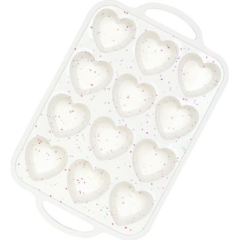 Herzförmige Silikon-Muffinform mit Metallrahmen Fassungsvermögen 12 Mulden herzförmige Backform geeignet zum Backen von herzförmigen Muffins usw