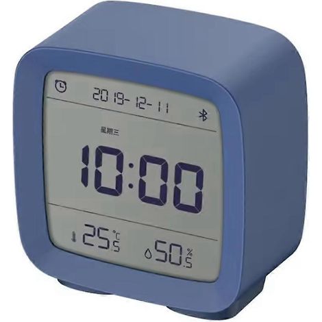 Réveil intelligent Bluetooth avec affichage de la température et de l'humidité, écran LCD, veilleuse réglable et prise en charge d'une application (BlueBlue). (1/5)