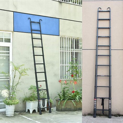 3,2M Échelle Pliante en Aluminium Telescoping Ladders avec 2 Crochets Amovibles Multifonction Ladder Attic Ladder 150kg Charge Maximale EN131 (1/5)